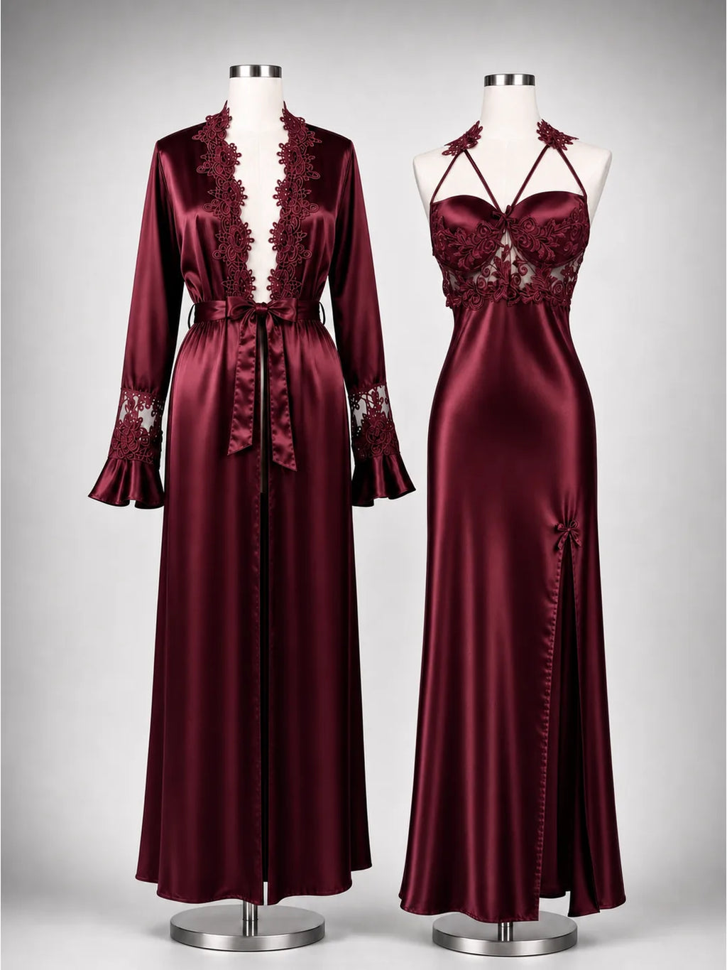 Soiree — Imported Silk Satin Robe & Slip Set