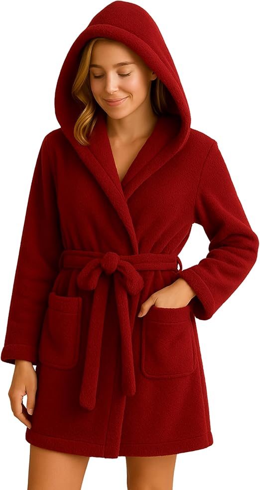 Hooded Faux Fur Bathrobe — Unisex